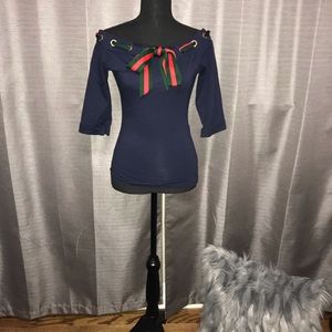 Navy blue bow top
